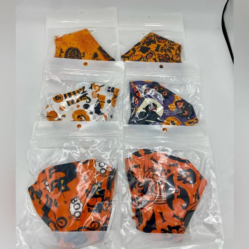 Halloween Pumpkin Witch Black Cat Face Masks Fashion Face Mask Bundle Orange